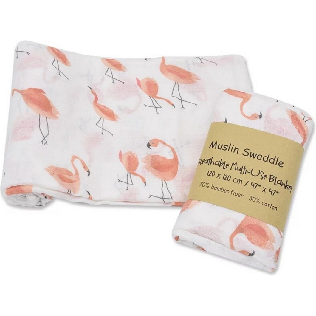 Hydrofiele Luier XL Doek Swaddle 70% Bamboe 30% Katoen Baby Doeken Flamingo Meisje 120x120cm