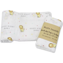 Afbeelding in Gallery-weergave laden, Hydrofiele Luier XL Doek Swaddle 70% Bamboe 30% Katoen Jongen Meisje Baby Doeken – Leeuw 120x120 cm
