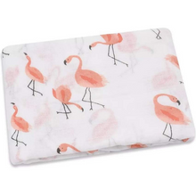 Afbeelding in Gallery-weergave laden, Hydrofiele Luier XL Doek Swaddle 70% Bamboe 30% Katoen Baby Doeken Flamingo Meisje 120x120cm
