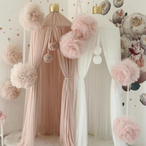 Pom Pom Slinger Bal Roze Groot Decoratie Hemeltje Klamboe Sluier Babykamer Kinderkamer