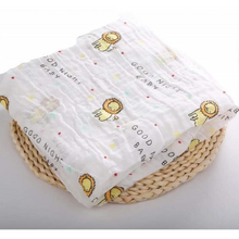 Afbeelding in Gallery-weergave laden, Hydrofiele Luier XL Doek Swaddle 70% Bamboe 30% Katoen Jongen Meisje Baby Doeken – Leeuw 120x120 cm
