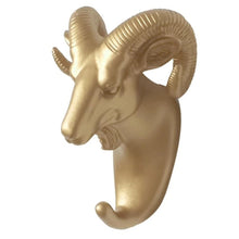 Afbeelding in Gallery-weergave laden, Dierenkop Wandhaak Ram Wit Goud Zwart Wandkapstok Wanddecoratie Muurdecoratie Kapstok Haak
